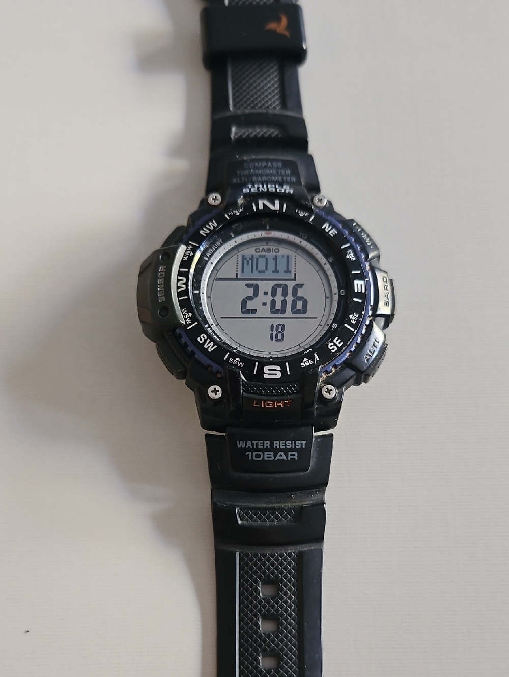 Casio Men’s Triple Sensor Digital SGW-1000 Black Blue Sport Watch New Battery